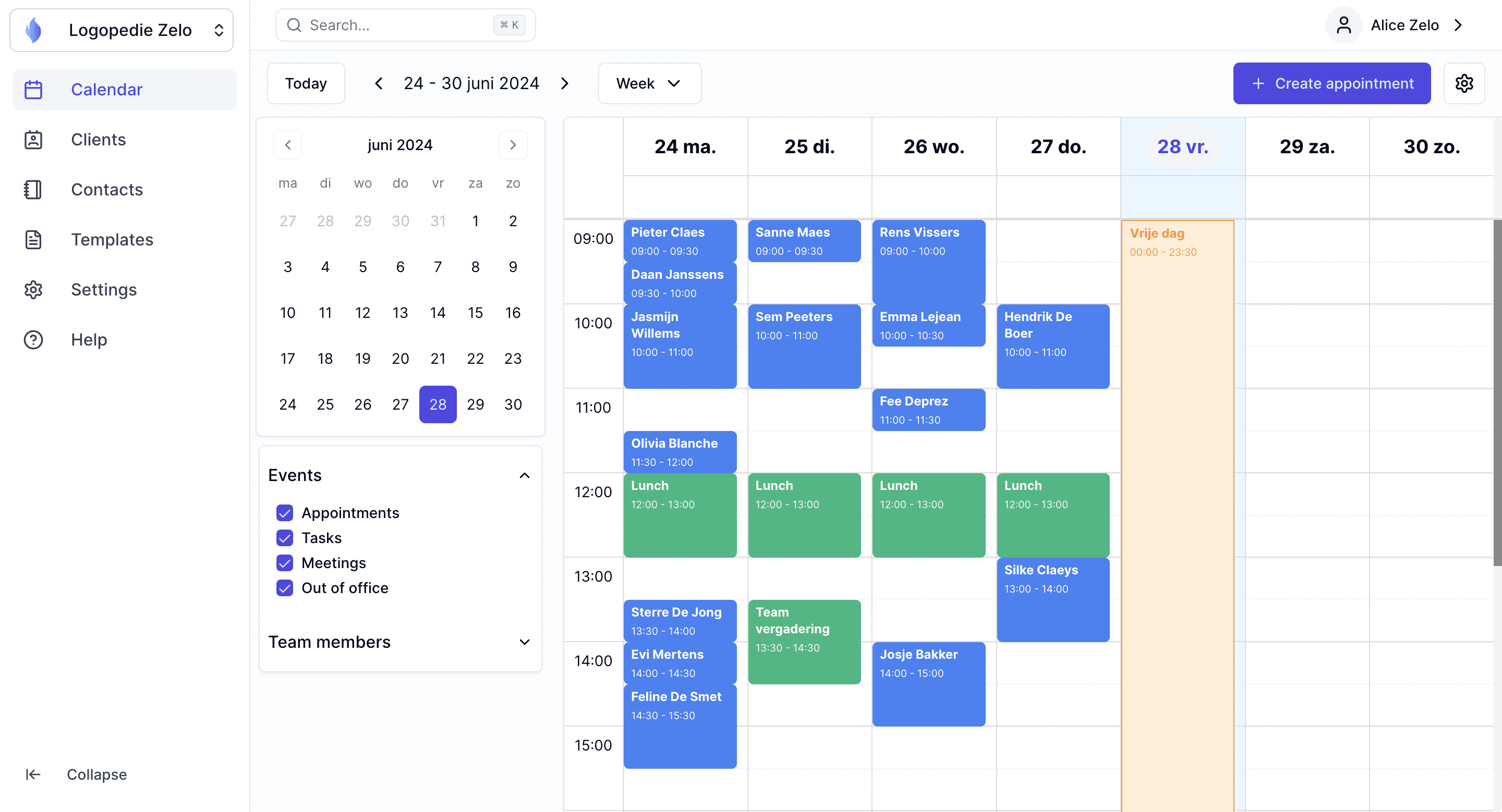 Calendar page